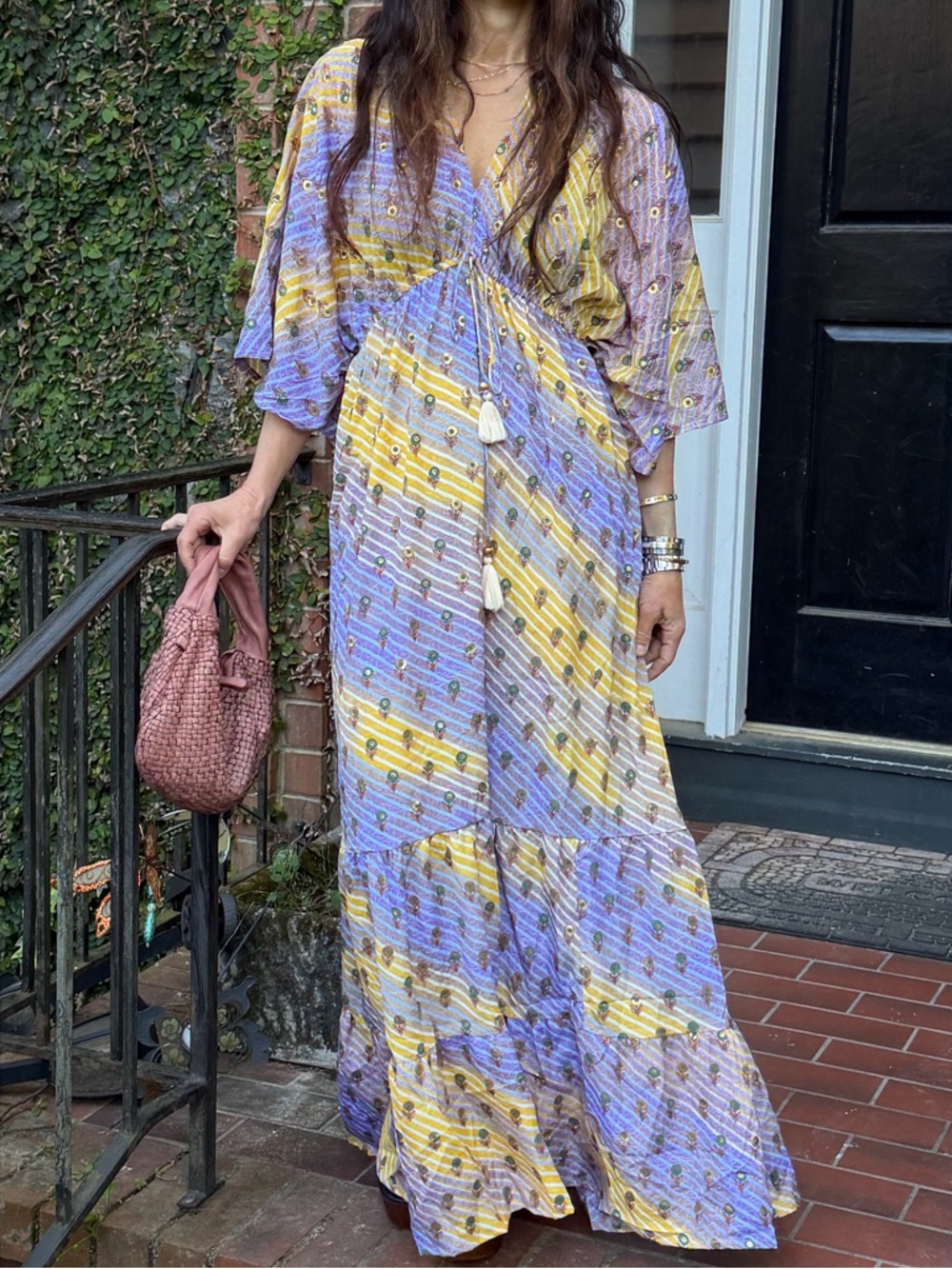 ShopEvelynne Lavender and Yellow Printed Maxi Dress - Picture 3 of 4